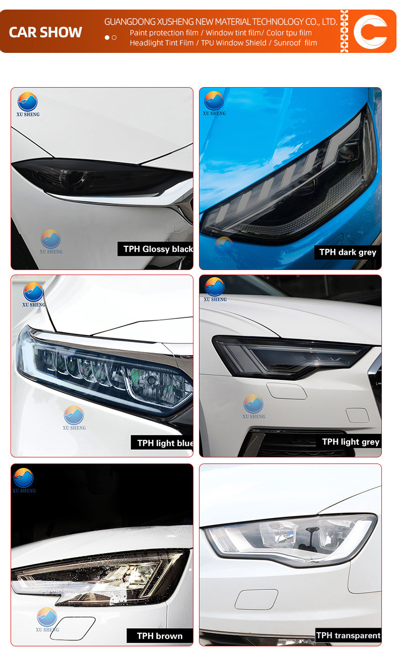 Transparent Motorcycle Headlight Automobile Dark Black Tail Light Led Car Headlight Tint Film TPH Lamp Protective Film