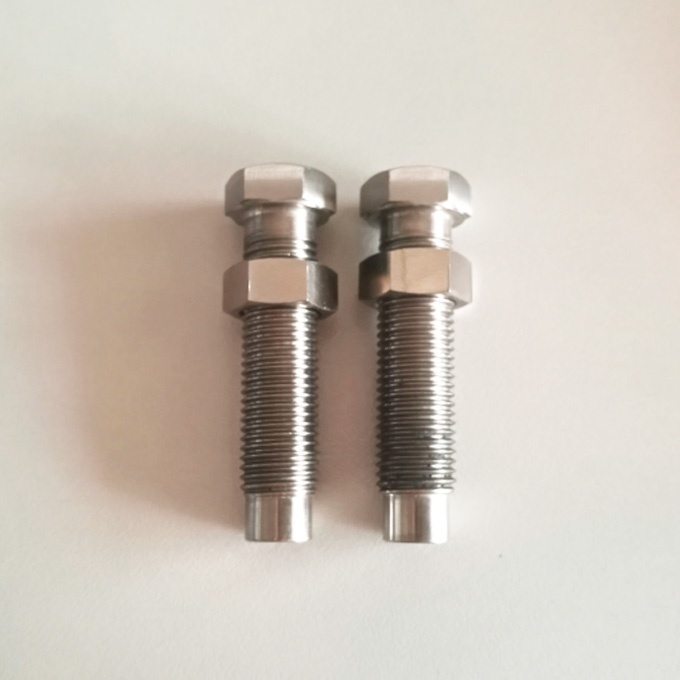 DIN Standard and Titanium Bolt 7/16"-20 With 9/16" Hex Nut for 1-1/8" Torsion Stop Natural Finish