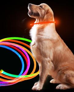 China Rechargeable Led Leather Dog Collars Light Up Flashing Dog Collar wholesale