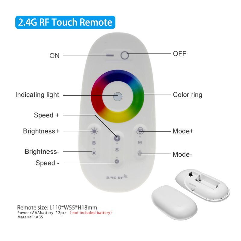 2.4 Ghz Touch Remote LED RGB Controller Dimmable Wireless For LED Strip Light