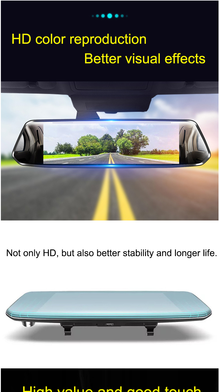 Mirror Backup 1080P OEM ODM Full HD Dash Cam 7" IPS Touch Screen