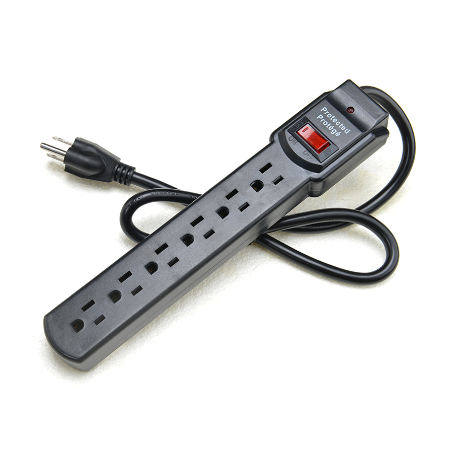 American Standard 6-Outlet Electric Extension Socket Power Strip ETL15A/125V Surge Protector for Home Appliances ETL125V