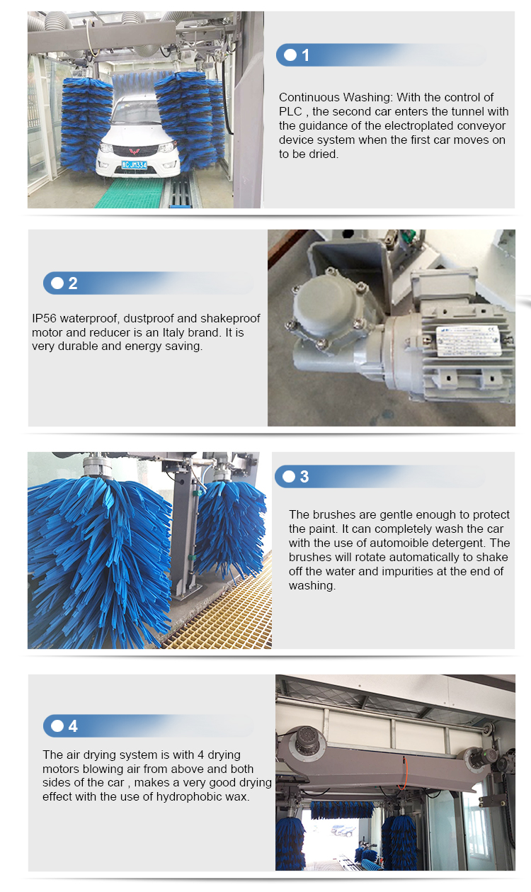 Drive Through Car Wash Tunnel Machine With PLC Control And 9600x3800x3400MM