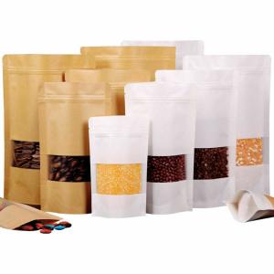 China Biodegradable Recycled Stand Up Pouches Brown Kraft Paper Bags wholesale