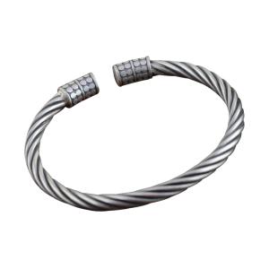 China Sterling Silver Chunky Wire Cable Cuff Bracelet Women Retro Bangle (SZ0002) wholesale