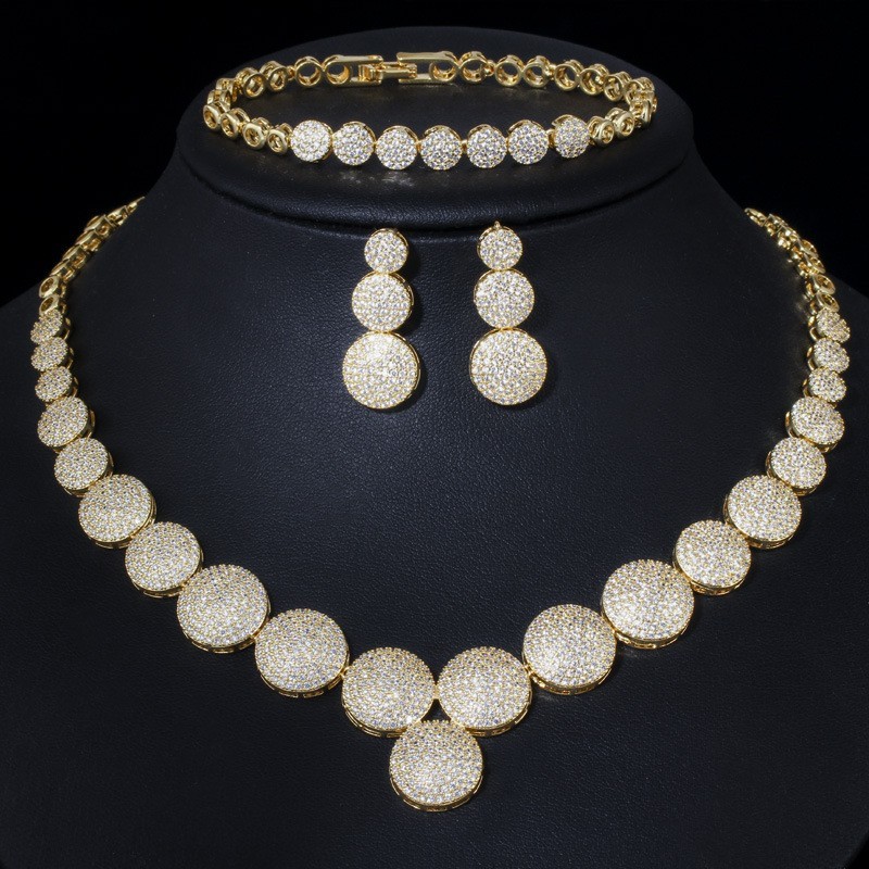 Luxury Jewelry Full Crystal Cuban Chain Bracelet Necklace Hiphop CZ Jewelry Chain Necklace Bracelet Earring jewelry sets