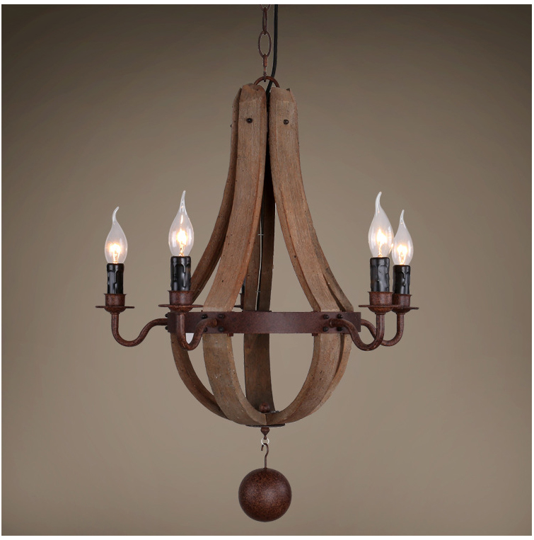 Vintage Wood Chandelier Farmhouse America Pendant Chandeliers Lighting(WH-CI-109)