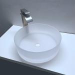 Acid Matt Crystal Glass Wash Basin Vertical Stripes Diecasting Countertop