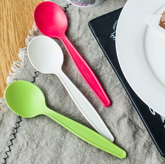 Red color biodegradable corn starch spoons