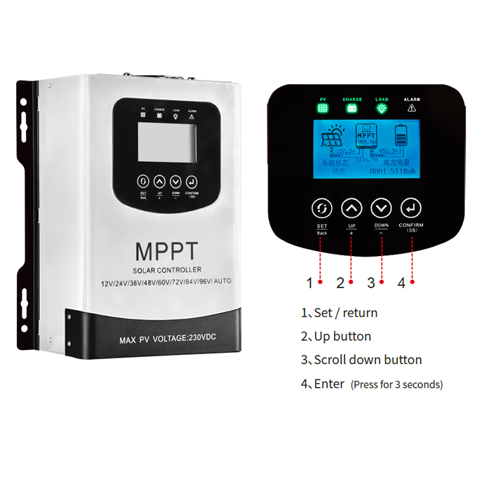 LCD Display 60v 72v 84v 96v Mppt Solar Charge Controller Suitable All Battery
