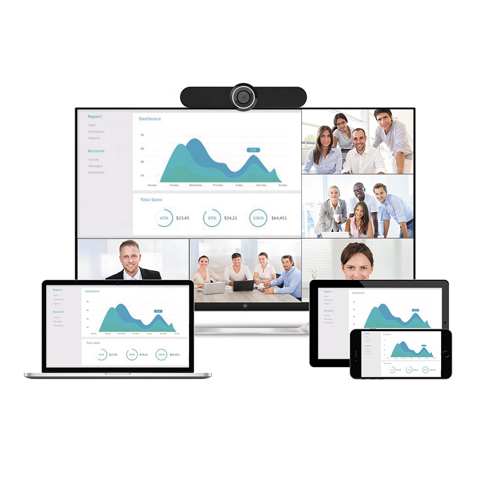 Android 9.0 Video Connference Endpoint With 4k Camera And Uudio For Meeting Room 90 Degree Wide Angle With Microphone