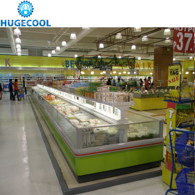 Supermarket Commercial Display Fridges , Refrigerated Display Cabinet With Double Glass Door