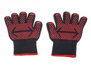 China EN407 Heat Resistant Barbecue Gloves , Heat Resistant Oven Gloves With Fingers wholesale