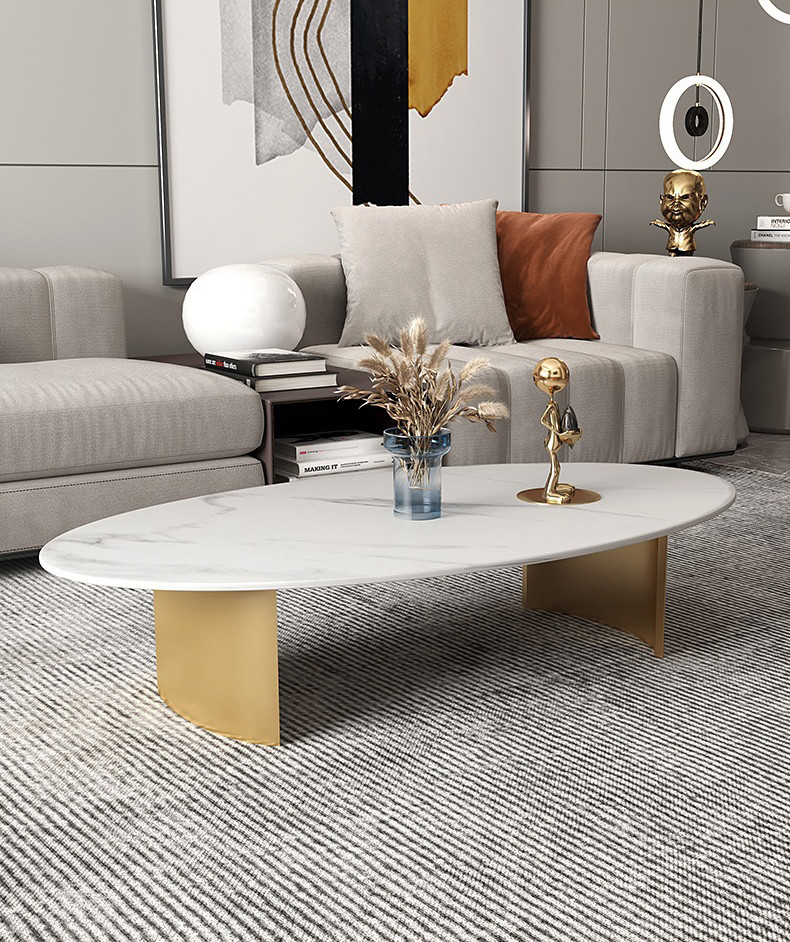 Modern Marble Coffee Tea Table No Drawers Smooth Finish