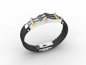 China Top Quality Europe Fashion Stainless Steel Genuine Leather Silicone Bangle Bracelet ADB43 wholesale