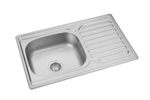 China Chromium Nickel Single Bowl Kitchen Sink With Drainboard 22 GAUGE wholesale