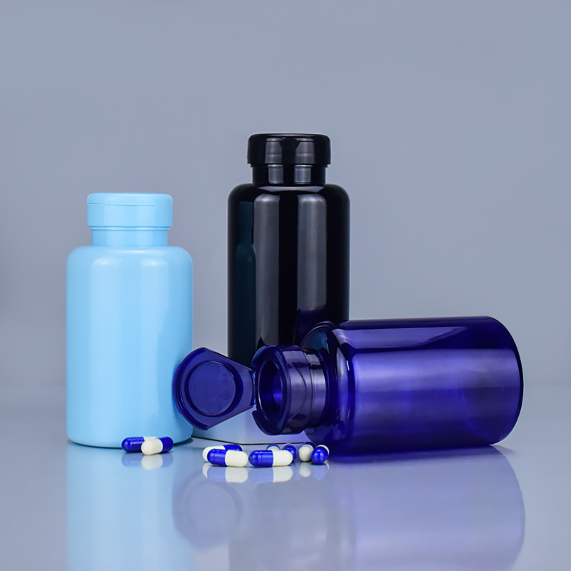 200cc 500cc Wide Mouth Flip Cap Bottle in Pink for Customized Private Label PET Vitamin Pill or Chocolate Packaging