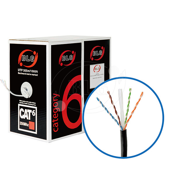 Single PE Cat6 Network Ethernet Cable / 8 Core Copper Cat6 UTP Network Cable Black