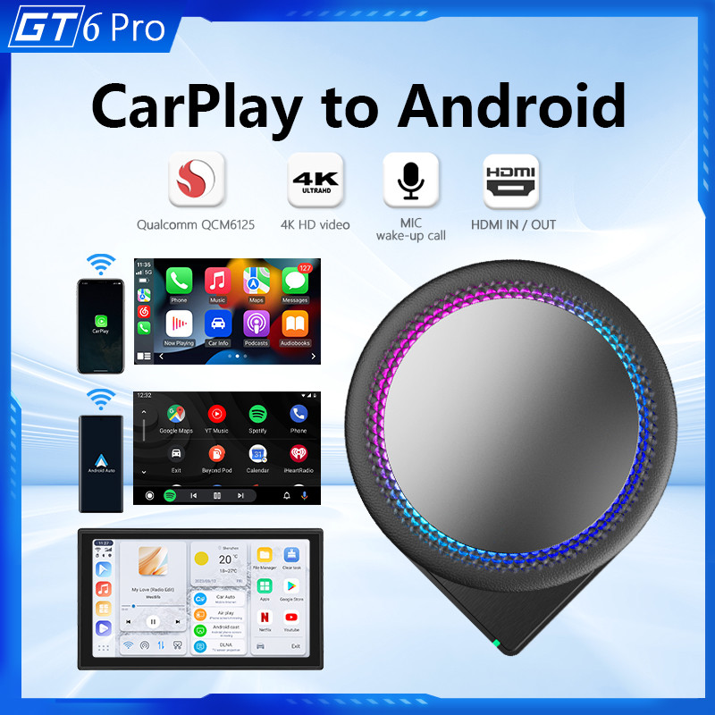 Ambient Light Wireless Carplay Ai Box Android 13 QCM 6125 8GB 128GB