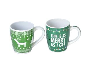 China Wholesale ceramic Festive red decal Christmas mug coffee mugs wholesale