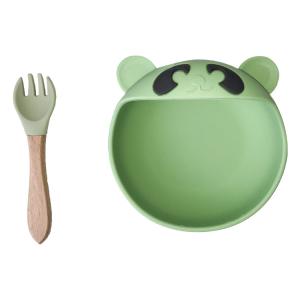 China ODM Silicone Baby Tray Bear Shape Feeding Suction Bowl And Spoon Microwave Safe wholesale