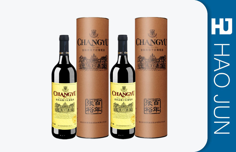 Personalized Wine Tube Gift Box / Black Wine Cardboard Boxes With Lids