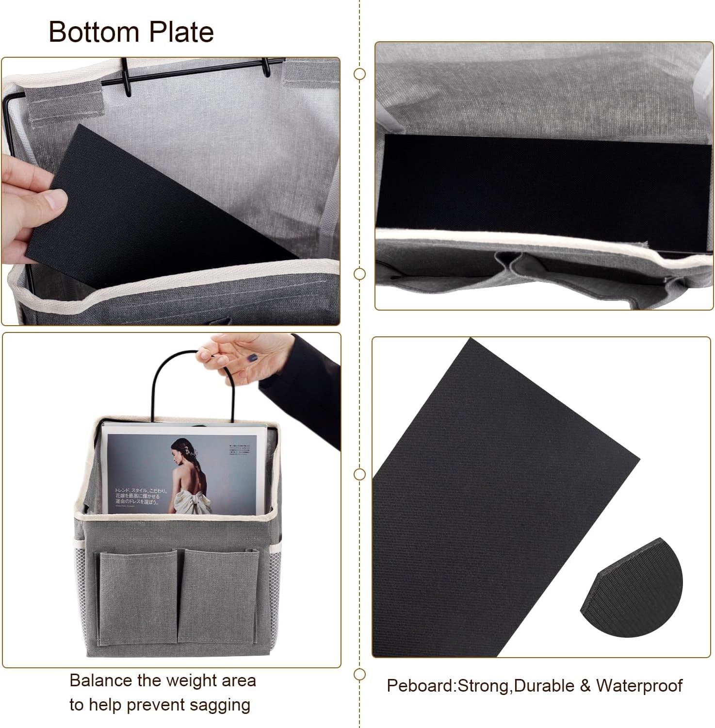 2 PACK WALL HANGING BAG ORGANIZER BASKET WITH POCKETS FOR BATHROOM BEDROOM KITCHEN DORM ROOM ESSENTIALS RV STORAGE AND