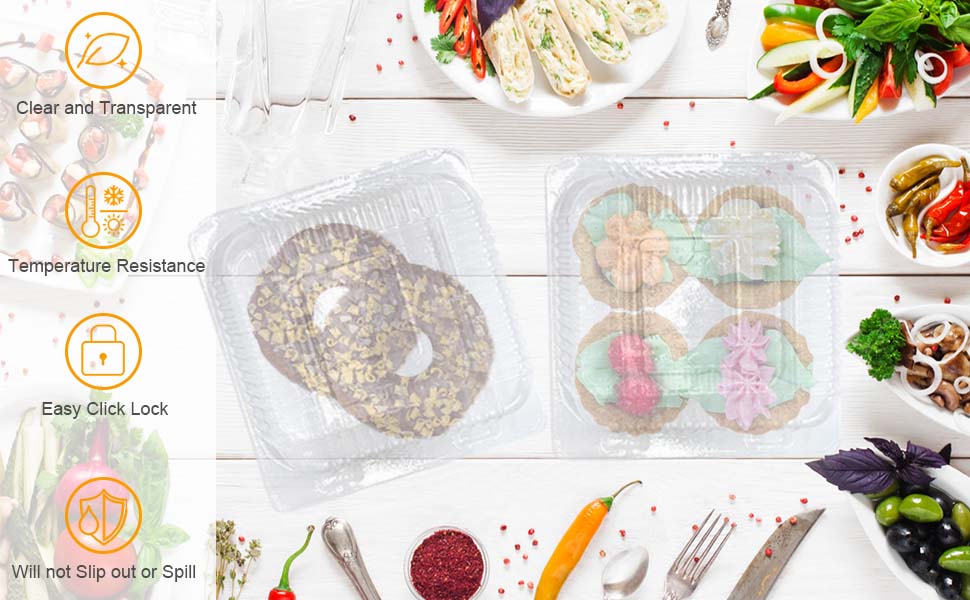 7 Clear Plastic Hinged Food Container