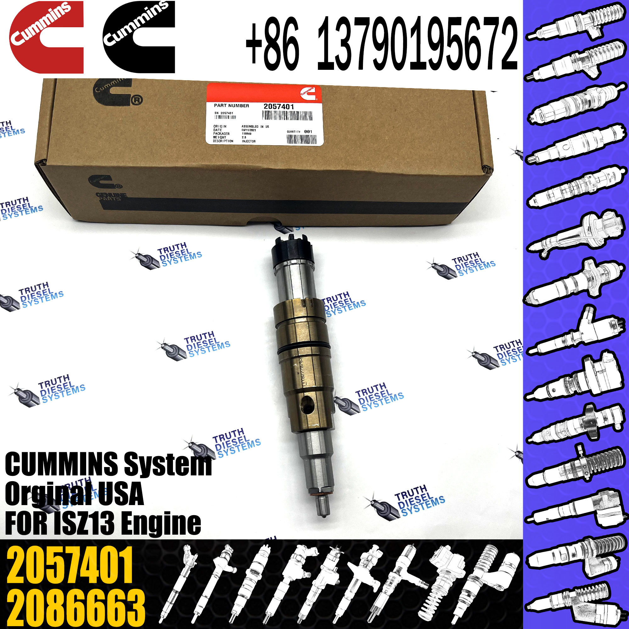 Fuel Injector Assembly 2872544 2086663 2057401 2488244 2872405 203183 Common Rail Injector
