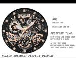 KINYUED oem waterproof custom logo leather fashion tourbillon skeleton wrist