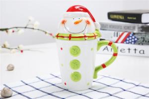 China Round Holiday 301CC 10 Ounce Christmas Ceramic Mugs wholesale