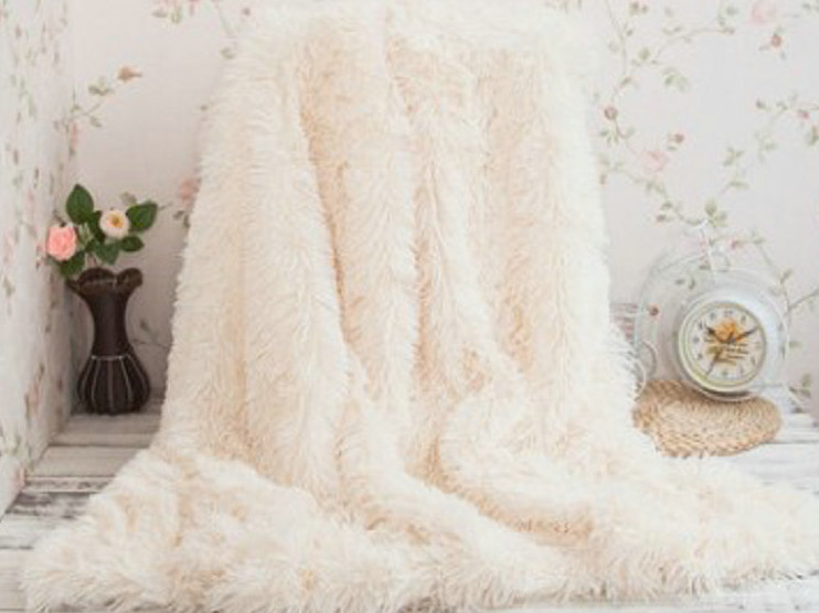 Double Layer Warm Fake Fur Blanket , Luxury Sherpa Throw Blanket For Bed / Sofa