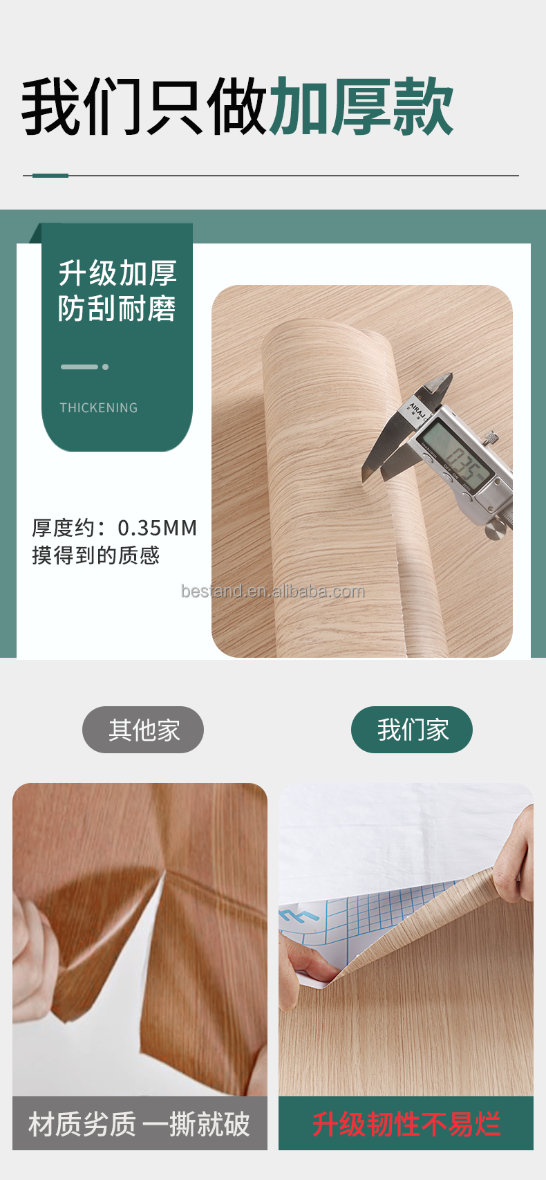 Geometric Textured Embossed Wood Grain Self-Adhesive Vinyl Wallpaper for Furniture Decoration