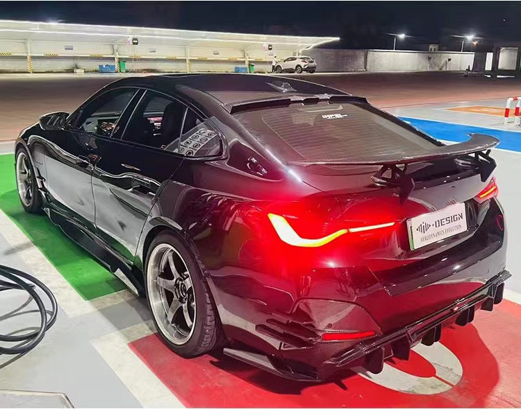 For BMW I4 Carbon Fiber Body Kit I4 Carbon Fiber Front Lip Diffuser Spoiler Side Skirt Hood I4 Body Kit