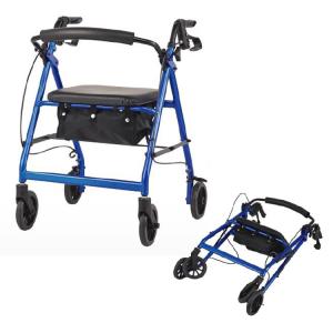 China Four Wheels Aluminum Medical Folding Wheelchair Rollator Walker wholesale
