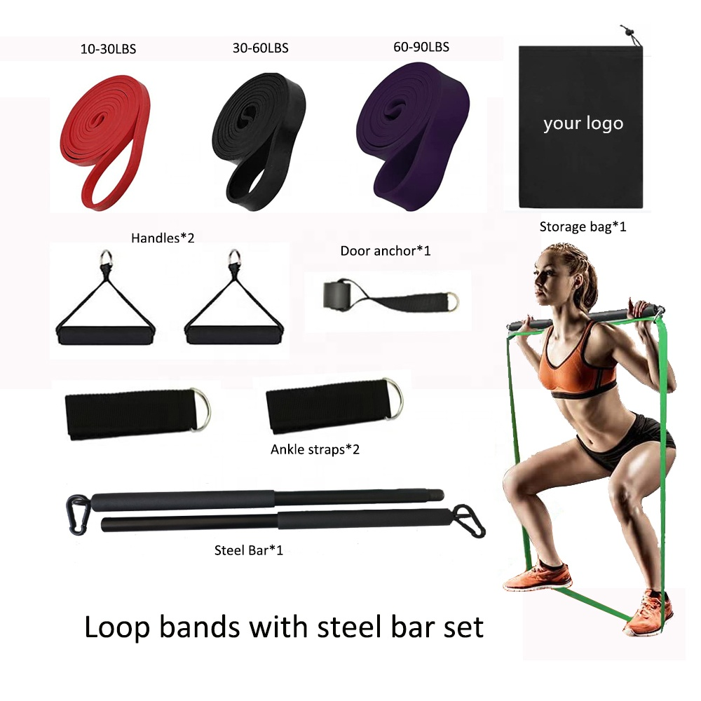 custom 10lbs Pilates Exercise Bar Kit Adjustable Portable For Women