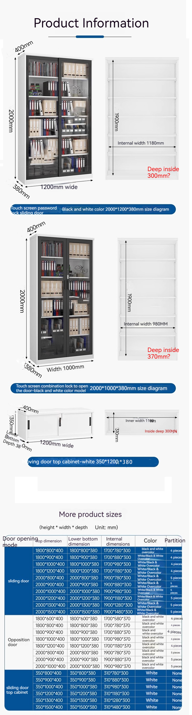 Commercial Furniture Modern Boss Cabinet Office Wooden File Combination Bookcase