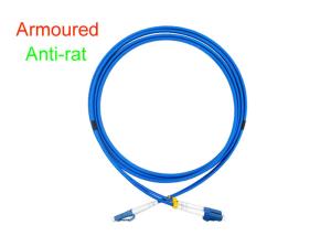 China Armoured Duplex Fiber Optical Patch Cord Indoor 3.0 SOS DX LC/UPC Connector wholesale