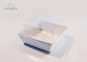 China White Paper Takeaway Food Containers Dessert / Cake Paper Boxes With PET Lids wholesale