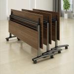 Wooden Classroom Training Room Desks / Foldable Conference Table Tops With