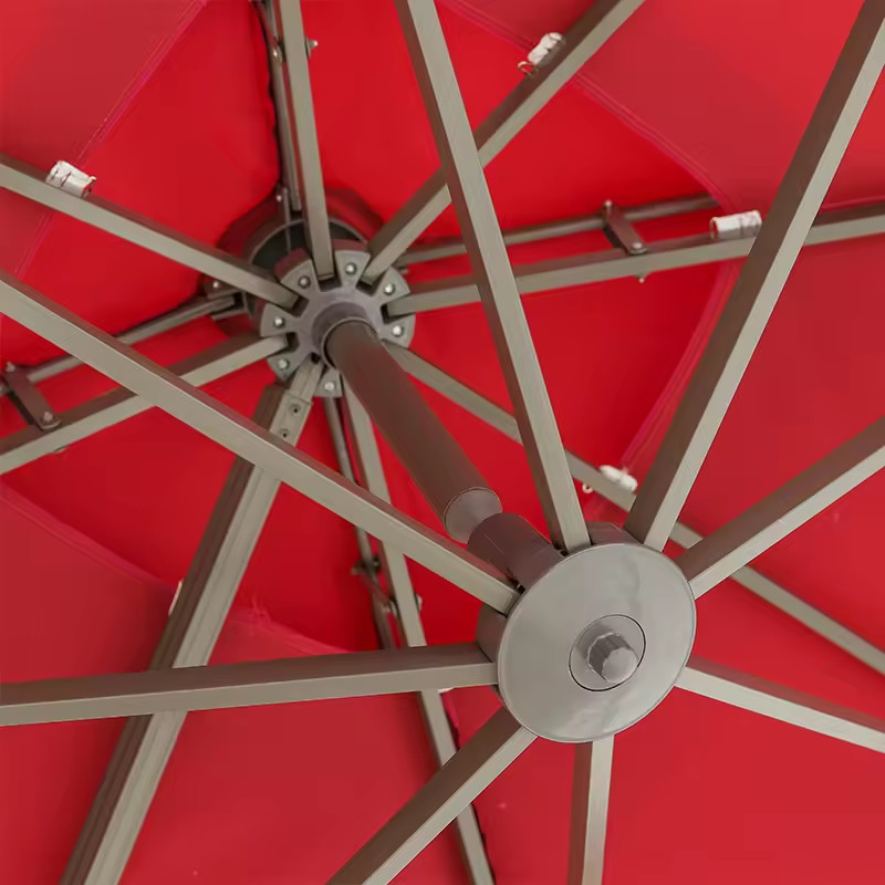 Outdoor Red Large Cantilever Hanging Umbrella with Roman Style and Backless Feature