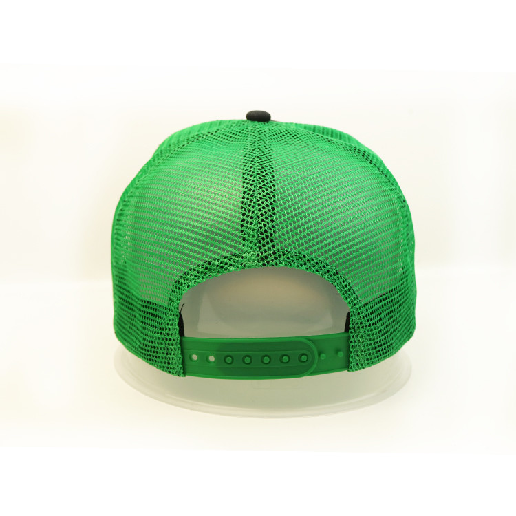 Oem Custom Trucker Caps , Plastic Adjustable Buckle Green 100 Polyester Trucker Caps