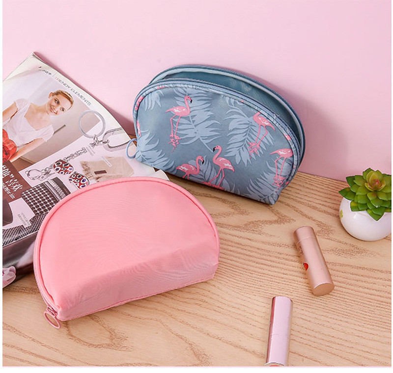 Small Nylon Travel Flamingo Toiletries Cosmetic Bag