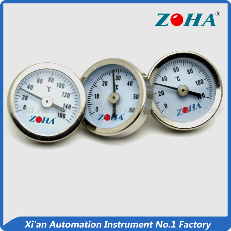 Steel Miniature Bimetal Dial Thermometer With Spring Pipe Mount Customized Size