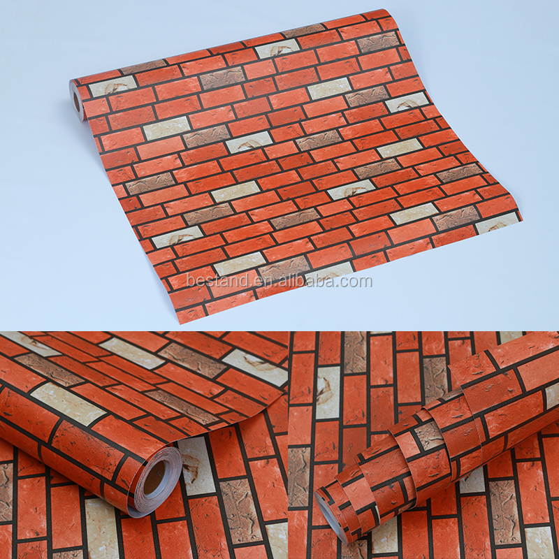 3D Slate Stone Brick Effect Wallpaper PVC 3D Brick Wallpaper For Walls