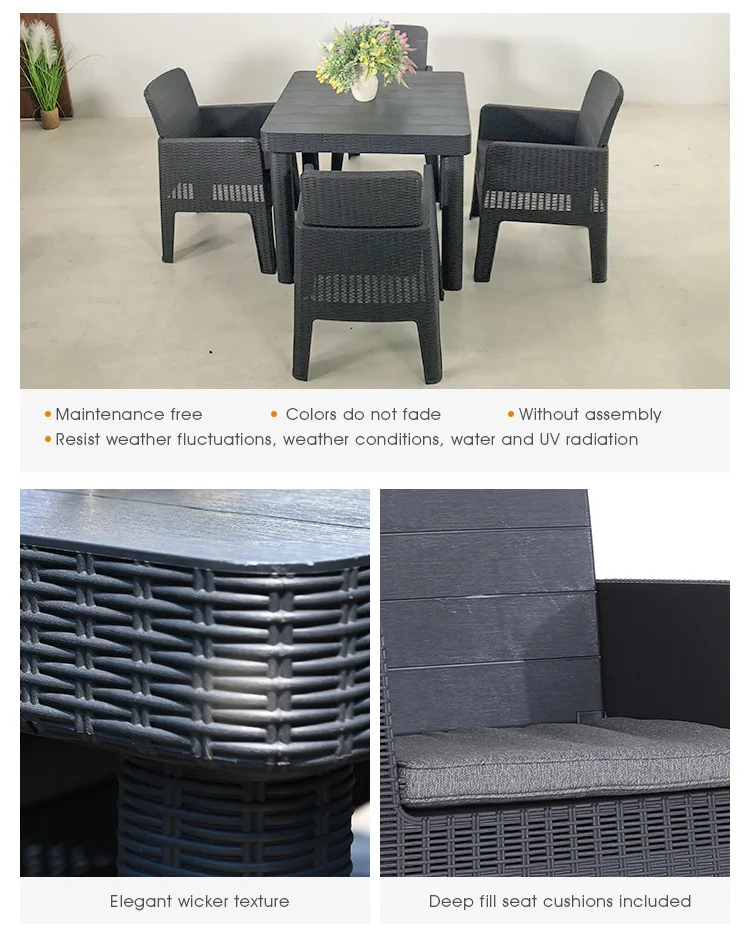Logo None or Custom Logo Nordic Outdoor Stackable Plastic Dinning Table and Chair Set
