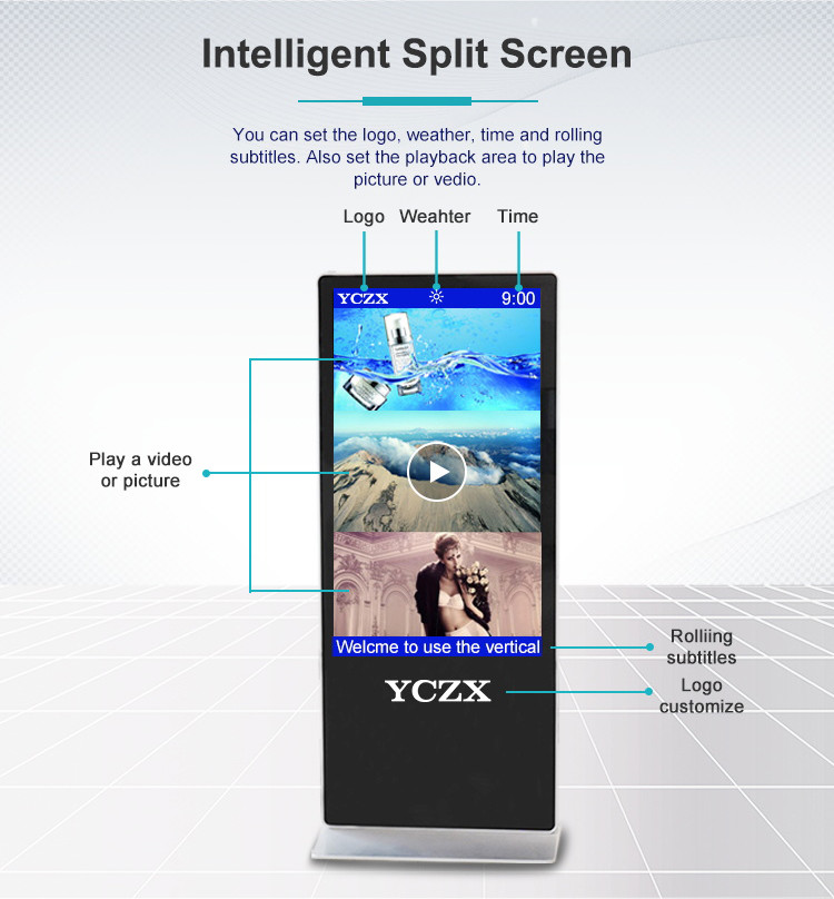 Vertical Floor Standing LCD Advertising Player Digital Signage Display Touch Screen Kiosk