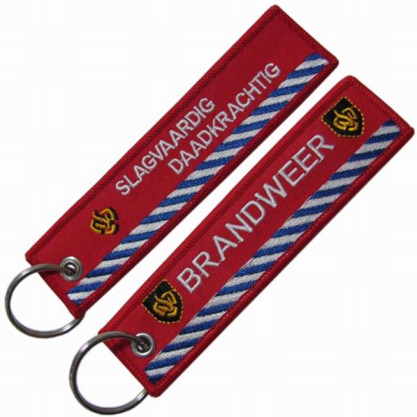 Twill Washable 75% Embroidery Fabric Keychain With Ring