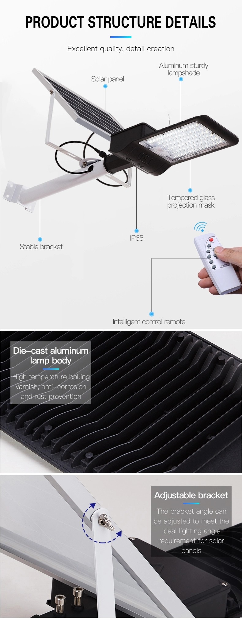 Patent Design Solar Led Street Light 50w 80w 120w 150w Rainproof Free Sample