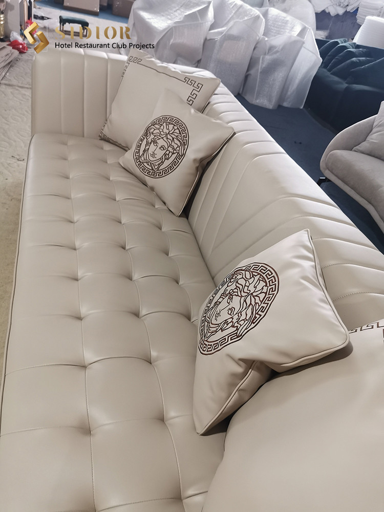 Leisure sofa, Lobby Sofa, Hotel Sofa, Villa Sofa, PU Leather Upholstery, High Density Foam, Stainless Steel Base